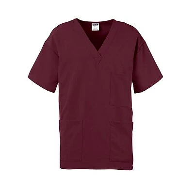 Unisex Scrub Tops Medline Madison Ave.™ Unisex Scrub Top With 3 Pockets, Wine, XL 2 Unisex Scrub Tops Medline Madison Ave.™ Unisex Scrub Top With 3 Pockets, Wine, XL - Image 2