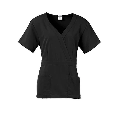 Medline Ladies Scrub Tops Park AVE™ Mock Wrap Ladies Scrub Top, Black, XS 2 Medline Ladies Scrub Tops Park AVE™ Mock Wrap Ladies Scrub Top, Black, XS - Image 2