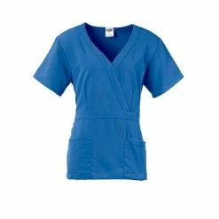 Ladies Scrub Tops Medline Park Ave Mock Wrap Ladies Scrub Top, Ceil Blue, Small