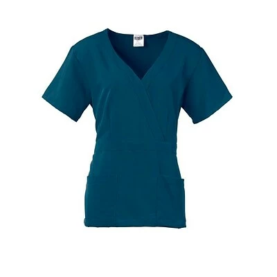 Medline Ladies Scrub Tops Park AVE™ Mock Wrap Ladies Scrub Top, Caribbean Blue, Small 2 Medline Ladies Scrub Tops Park AVE™ Mock Wrap Ladies Scrub Top, Caribbean Blue, Small - Image 2