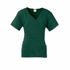 Medline Ladies Scrub Tops Park AVE™ Mock Wrap Ladies Scrub Top, Hunter Green, XL