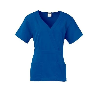 Medline Ladies Scrub Tops Park AVE™ Mock Wrap Ladies Scrub Top, Royal Blue, Medium 2 Medline Ladies Scrub Tops Park AVE™ Mock Wrap Ladies Scrub Top, Royal Blue, Medium - Image 2