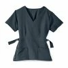 Medline Ladies Scrub Tops Park AVE™ Mock Wrap Ladies Scrub Top, Charcoal, XS