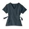 Medline Ladies Scrub Tops Park AVE™ Mock Wrap Ladies Scrub Top, Charcoal, Small