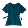 Medline Ladies Scrub Tops Park AVE™ Mock Wrap Ladies Scrub Top, Caribbean Blue, 3XL