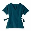 Medline Ladies Scrub Tops Park AVE™ Mock Wrap Ladies Scrub Top, Caribbean Blue, XS