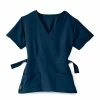 Ladies Scrub Tops Medline Park Ave Mock Wrap Ladies Scrub Top, Navy, 2XL