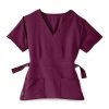 Medline Ladies Scrub Tops Park AVE™ Mock Wrap Ladies Scrub Top, Wine, 3XL
