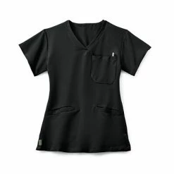 Ladies Scrub Tops Medline Berkeley Ave™ Ladies Scrub Top With Welt Pockets, Black, XS