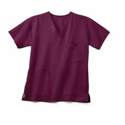 Medline Unisex Scrub Tops Madison AVE™ Unisex Scrub Top With 3 Pockets, Wine, 3XL