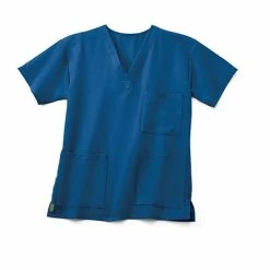 Medline Unisex Scrub Tops Madison AVE.™ Unisex Scrub Top With 3 Pockets, Royal Blue, XS