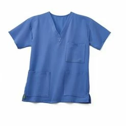 Medline Unisex Scrub Tops Madison AVE™ Unisex Scrub Top With 3 Pockets, Ceil Blue, Large