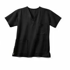 Medline Unisex Scrub Tops Madison AVE™ Unisex Scrub Top With 3 Pockets, Black, Medium