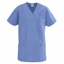 Medline Staff Apparel ComfortEase® Ladies Two Pocket Crossover Tunics, Ceil Blue, Medium