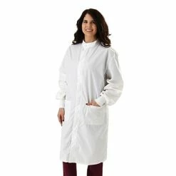 Medline ASEP® A/S Unisex Full Length Barrier Lab Coats, White, Large