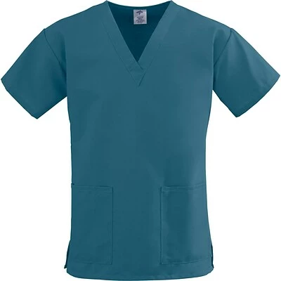Medline ComfortEase™ Ladies Two-pockets V-neck Scrub Tops, Caribbean Blue, XS 1 Medline ComfortEase™ Ladies Two-pockets V-neck Scrub Tops, Caribbean Blue, XS