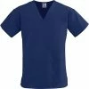 ComfortEase™ Ladies Two-pockets V-neck Scrub Tops, Midnight Blue, Small