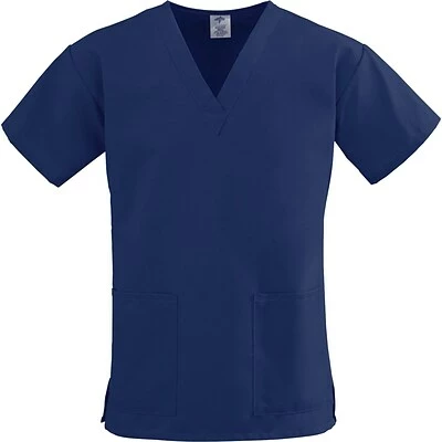 Medline ComfortEase™ Ladies Two-pockets V-neck Scrub Tops, Midnight Blue, 4XL 1 Medline ComfortEase™ Ladies Two-pockets V-neck Scrub Tops, Midnight Blue, 4XL