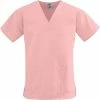 ComfortEase™ Ladies Two-pockets V-neck Scrub Tops; Pink, XS