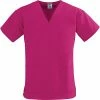 ComfortEase™ Ladies Two-pockets V-neck Scrub Tops, Ruby, Small