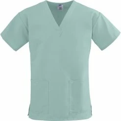 ComfortEase™ Ladies Two-pockets V-neck Scrub Tops, Seaspray, Large