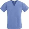 ComfortEase™ Ladies Two-pockets V-neck Scrub Tops Medline ComfortEase Ladies Poly & Cotton Scrub Top, Ceil Blue, Small