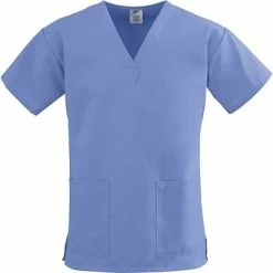 Medline ComfortEase™ Ladies Two-pockets V-neck Scrub Tops, Ceil Blue, XL