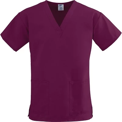 Medline ComfortEase™ Ladies Two-pockets V-neck Scrub Tops, Wine, XS 1 Medline ComfortEase™ Ladies Two-pockets V-neck Scrub Tops, Wine, XS