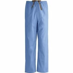 Medline Unisex Reversible Drawstring Scrub Pants, Ceil Blue, Medium, Regular Length