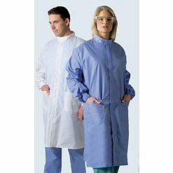 Medline ASEP® A/S Unisex Full Length Barrier Lab Coats, Ceil Blue, Large