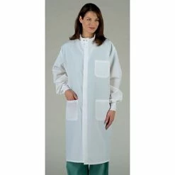 Medline ASEP® Unisex Full Length Barrier Lab Coats, White, Medium