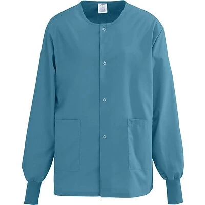 Medline AngelStat® Unisex Two-pockets Snap-front Warm-up Scrub Jackets, Peacock, Large 1 Medline AngelStat® Unisex Two-pockets Snap-front Warm-up Scrub Jackets, Peacock, Large