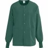 Medline AngelStat® Unisex Two-pockets Snap-front Warm-up Scrub Jackets, Hunter Green, Medium