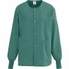 AngelStat® Unisex Two-pockets Snap-front Warm-up Scrub Jackets, Emerald, XS