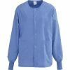 Medline AngelStat® Unisex Two-pockets Snap-front Warm-up Scrub Jackets, Ceil Blue, XL