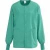 Medline AngelStat® Unisex Two-pockets Snap-front Warm-up Scrub Jackets, Jade, XS