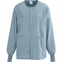 Medline AngelStat® Unisex Two-pockets Snap-front Warm-up Scrub Jackets, Misty Green, XL