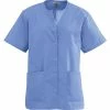 Medline Angelstat® Ladies Two-pockets Jewel Neck Snap-front Scrub Tops, Ceil Blue, Medium