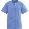 Medline Angelstat® Ladies Two-pockets Jewel Neck Snap-front Scrub Tops, Ceil Blue, Small