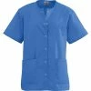 Medline Angelstat® Ladies Two-pockets Jewel Neck Snap-front Scrub Tops, Sapphire, Small