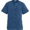 Medline Angelstat® Ladies Two-pockets Jewel Neck Snap-front Scrub Tops, Navy Blue, Large
