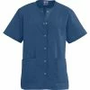 Medline Angelstat® Ladies Two-pockets Jewel Neck Snap-front Scrub Tops, Navy Blue, Small