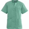 Medline Angelstat® Ladies Two-pockets Jewel Neck Snap-front Scrub Tops, Jade, Large