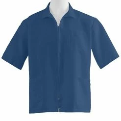 Medline Unisex Zip Front Smocks, Navy Blue, Large