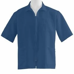 Medline Unisex Zip Front Smocks, Navy Blue, Medium