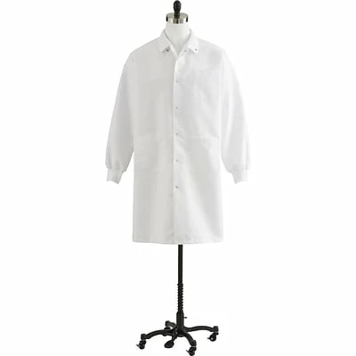 Medline Unisex Knee Length Knit Cuff Lab Coats, White, XS 1 Medline Unisex Knee Length Knit Cuff Lab Coats, White, XS