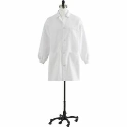 Medline Unisex Staff Length Knit Cuff Lab Coats, White, XL