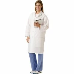 SilverTouch® Unisex Staff Length Antimicrobial Lab Coats, White, XL
