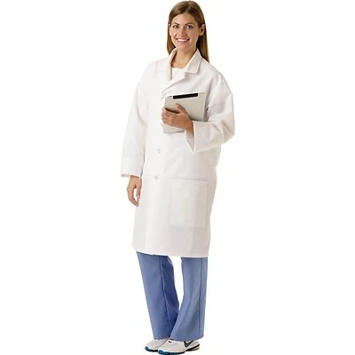 Medline SilverTouch® Unisex Staff Length Antimicrobial Lab Coats, White, Large 1 Medline SilverTouch® Unisex Staff Length Antimicrobial Lab Coats, White, Large