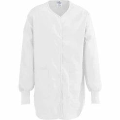 ComfortEase™ Ladies Two-pockets Shirttail Scrub Tops ComfortEase™ Ladies Shirttail Style Two-pockets Scrub Jackets, White, 3XL